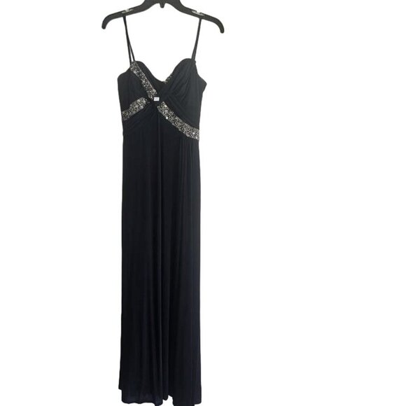David Meister Black Beaded Embellished Sleeveless Cocktail Dress size 4 - Picture 5 of 11